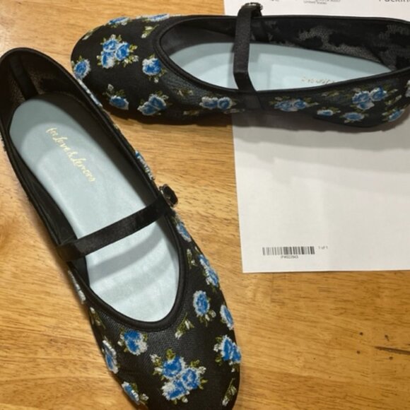 For Love & Lemons Evelyne Embroidered Ballet Flats Floral Mary Janes sz 40 - Picture 2 of 6